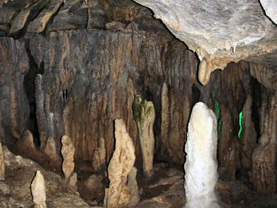 いかにも典型的な鍾乳洞の風景という感じで豊富な石筍。 